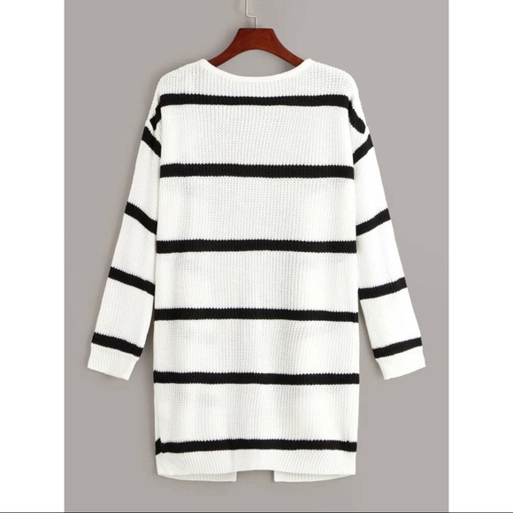 Plus striped long cardigan sweater READY TO SHIP - Picture 2 of 6